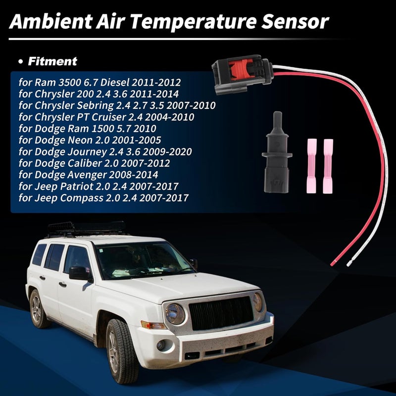 Partuto No.5293138AA Ambient Air Temperature Sensor for Ram 3500 6.7 Diesel 11-12 for Dodge Journey 2.4 3.6 09-20 for Jeep Compass 07-17 with Connector Pigtail Wiring Harness - Image 3